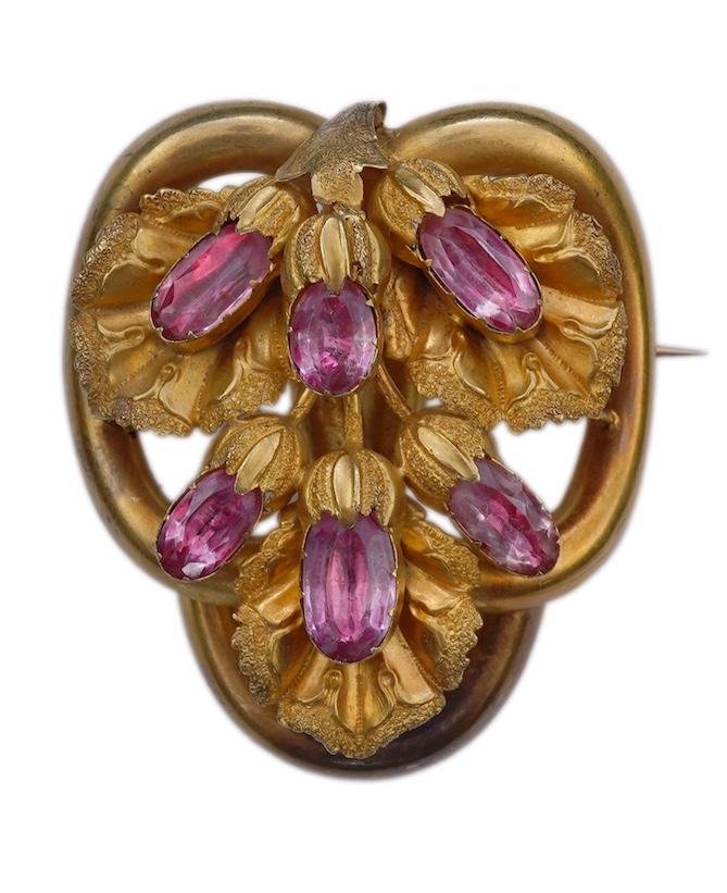 A set of four Retro gold and enamel buttons, mid 20th century